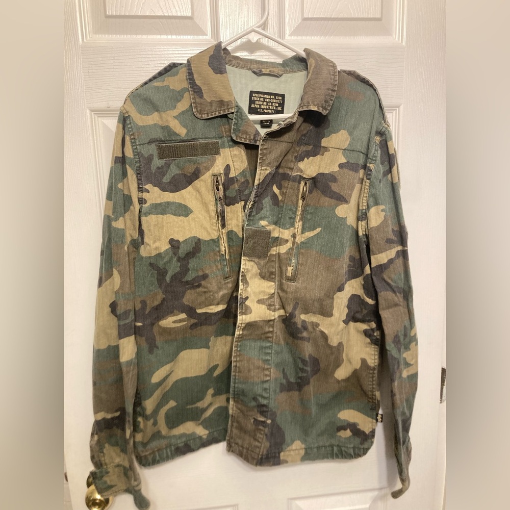Alpha Industries green camo utility jacket